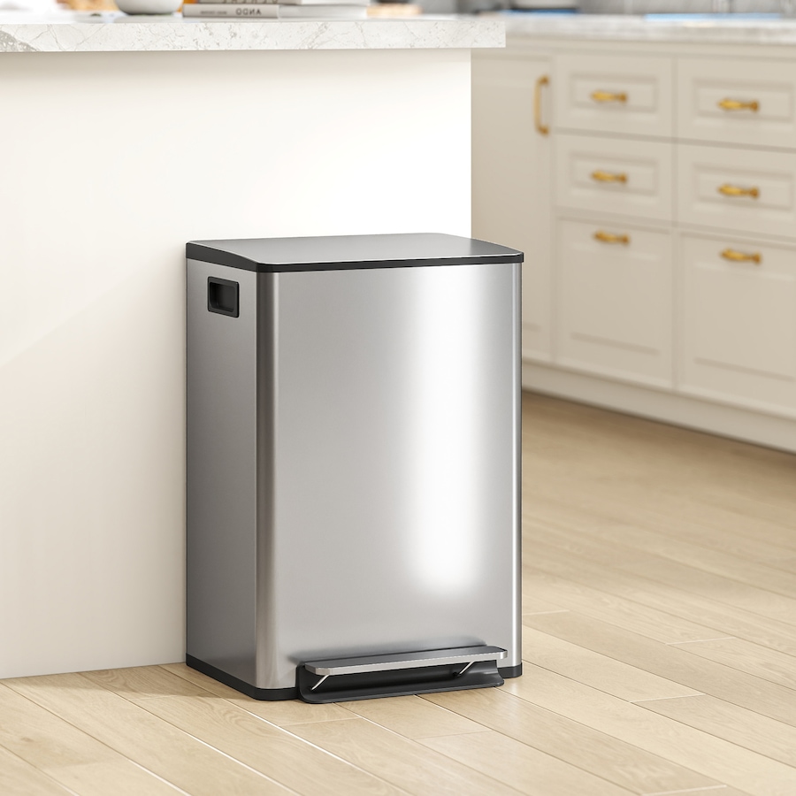 Image 982889_ALTMORE1.jpg, Product 982-889 / Price $119.99, HOMCOM Trash Can with Soft-Close Lid 13.2 gal/50 L, Silver from HOMCOM on TSC.ca's Kitchen department
