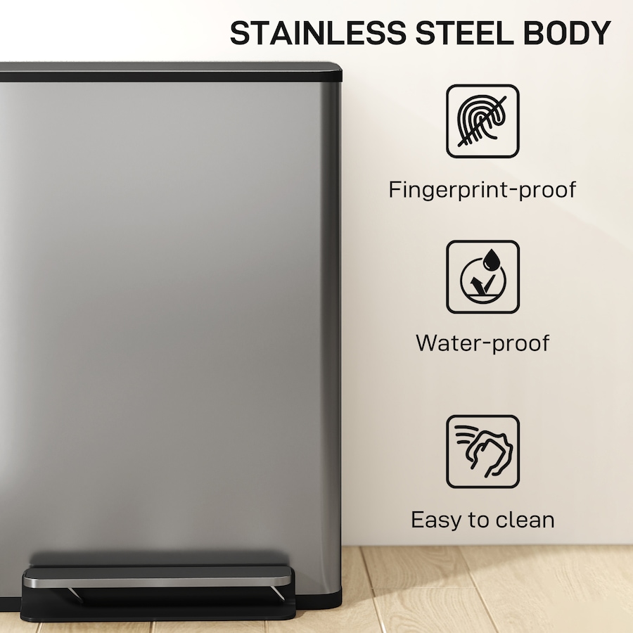Image 982889_ALTMORE5.jpg, Product 982-889 / Price $119.99, HOMCOM Trash Can with Soft-Close Lid 13.2 gal/50 L, Silver from HOMCOM on TSC.ca's Kitchen department