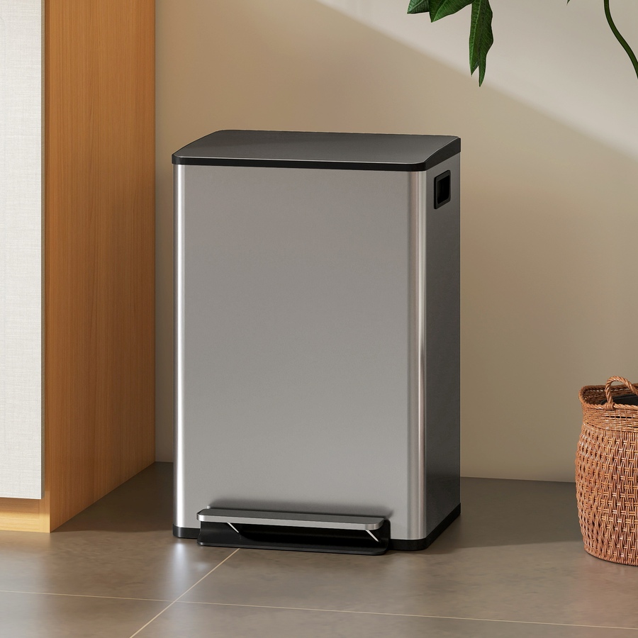 Image 982889_ALTMORE8.jpg, Product 982-889 / Price $119.99, HOMCOM Trash Can with Soft-Close Lid 13.2 gal/50 L, Silver from HOMCOM on TSC.ca's Kitchen department