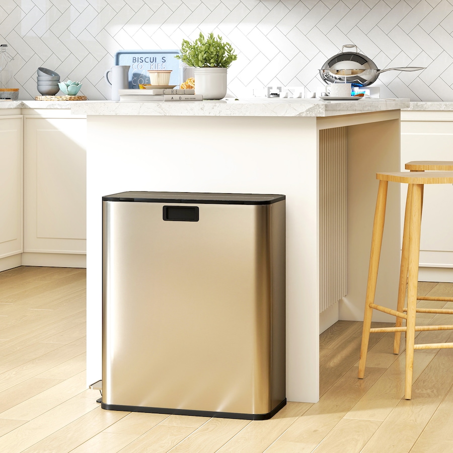 Image 982890_ALTMORE1.jpg, Product 982-890 / Price $149.99, HOMCOM Dual Kitchen Bin with Soft-Close Lid, Stainless Steel Garbage Can from HOMCOM on TSC.ca's Kitchen department