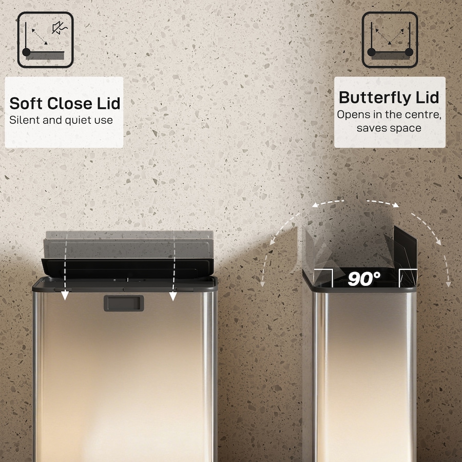 Image 982890_ALTMORE4.jpg, Product 982-890 / Price $149.99, HOMCOM Dual Kitchen Bin with Soft-Close Lid, Stainless Steel Garbage Can from HOMCOM on TSC.ca's Kitchen department
