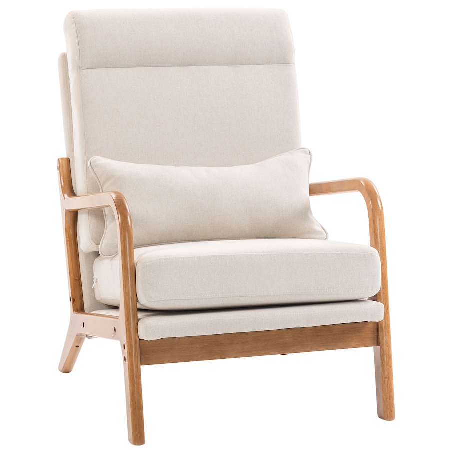 Image 982895.jpg, Product 982-895 / Price $199.99, HOMCOM Accent Chair, Linen Armchair with Lumbar Pillow, Wide Seat, Cream from HOMCOM on TSC.ca's Home & Garden department