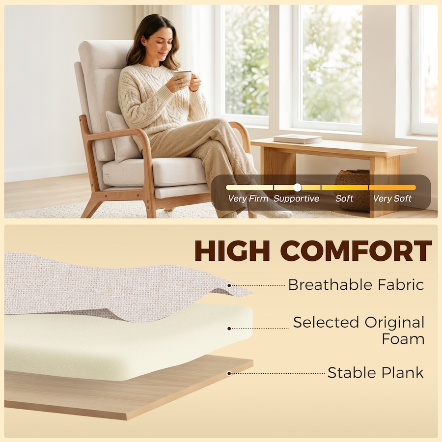 Image 982895_ALTMORE3.jpg, Product 982-895 / Price $199.99, HOMCOM Accent Chair, Linen Armchair with Lumbar Pillow, Wide Seat, Cream from HOMCOM on TSC.ca's Home & Garden department
