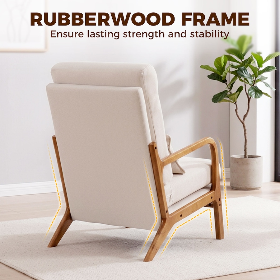 Image 982895_ALTMORE6.jpg, Product 982-895 / Price $199.99, HOMCOM Accent Chair, Linen Armchair with Lumbar Pillow, Wide Seat, Cream from HOMCOM on TSC.ca's Home & Garden department
