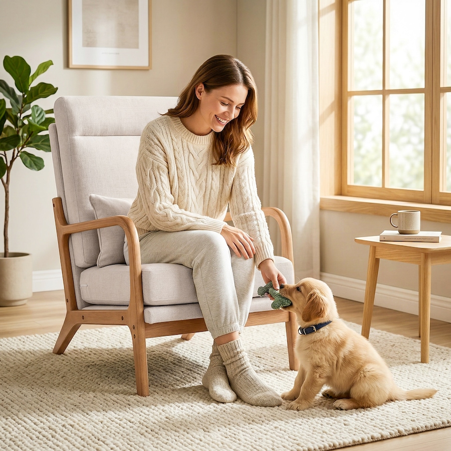 Image 982895_ALTMORE8.jpg, Product 982-895 / Price $199.99, HOMCOM Accent Chair, Linen Armchair with Lumbar Pillow, Wide Seat, Cream from HOMCOM on TSC.ca's Home & Garden department