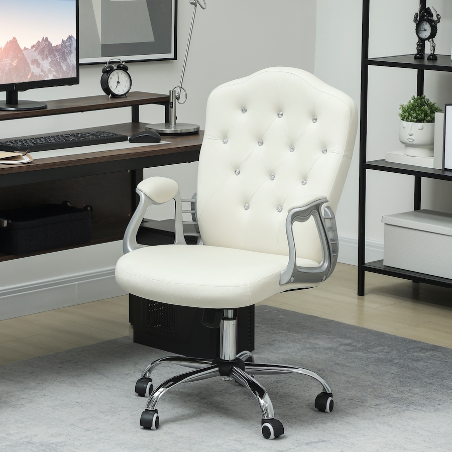 Image 982897_ALTMORE1.jpg, Product 982-897 / Price $124.99, Vinsetto Tufted Office Chair with Adjustable Height Tilt Function Off-White from Vinsetto on TSC.ca's Home & Garden department