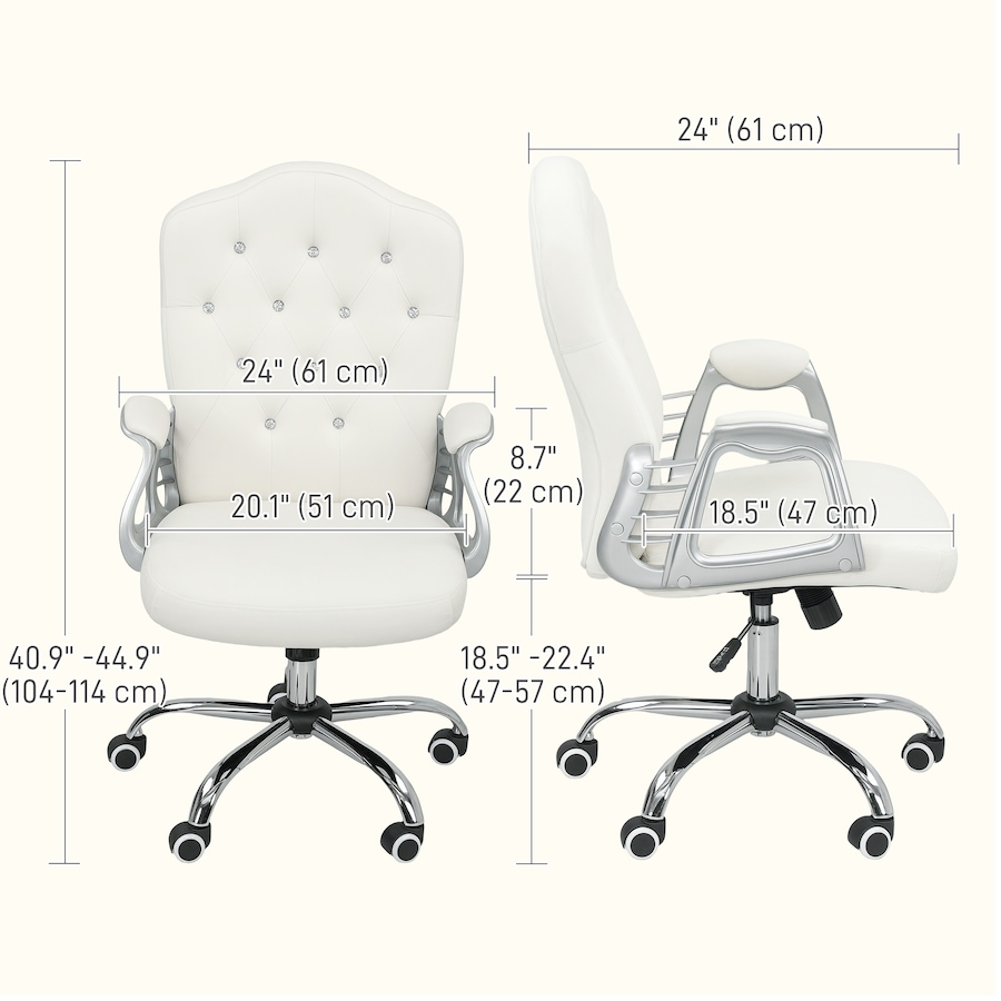 Image 982897_ALTMORE2.jpg, Product 982-897 / Price $124.99, Vinsetto Tufted Office Chair with Adjustable Height Tilt Function Off-White from Vinsetto on TSC.ca's Home & Garden department