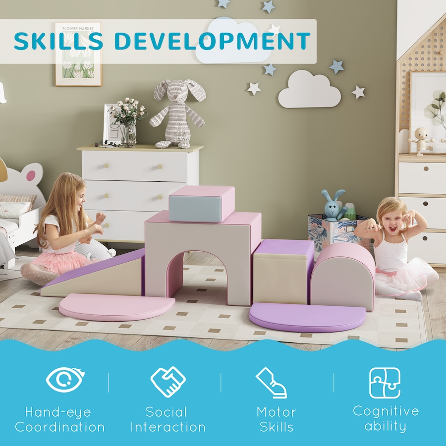 Image 982900_ALTMORE4.jpg, Product 982-900 / Price $159.99, Qaba 7-piece Soft Play, Foam Climbing Blocks for Toddlers from Qaba on TSC.ca's Home & Garden department