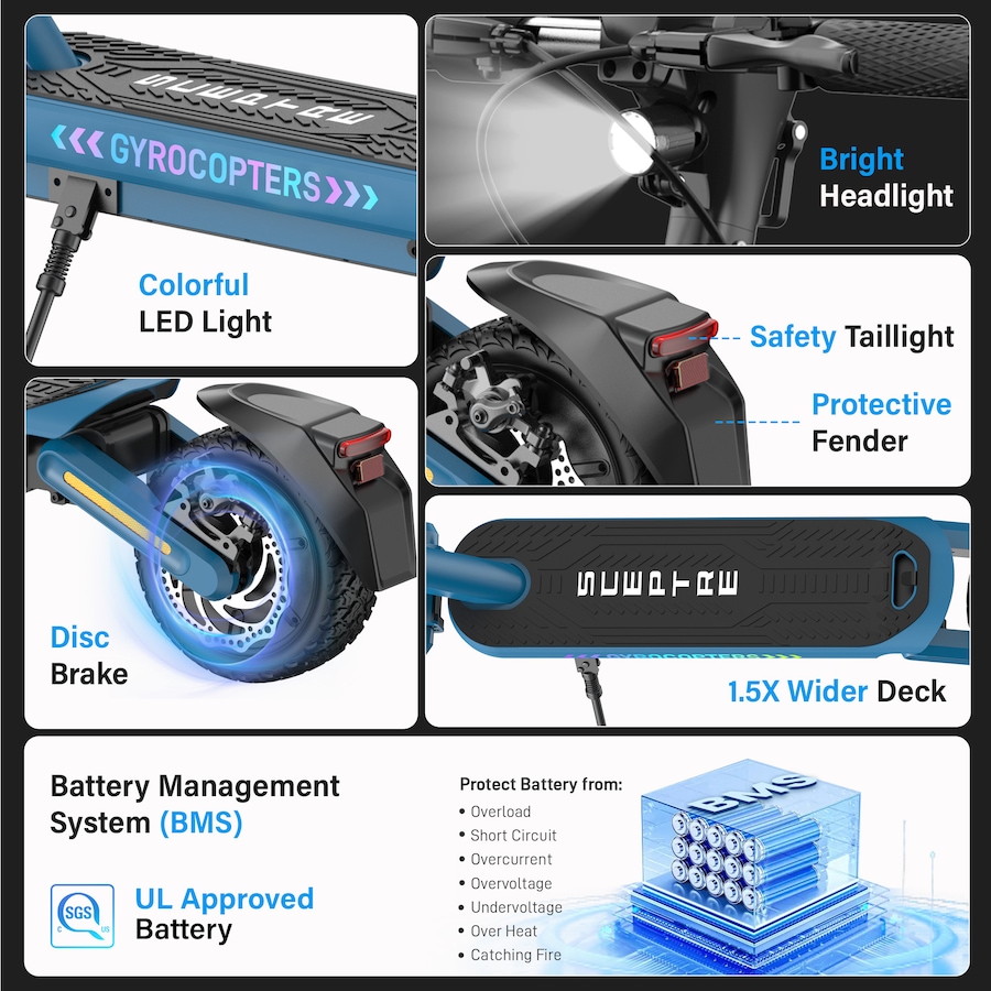 Image 982906_ALTMORE15.jpg, Product 982-906 / Price $999.99, Gyrocopters Sceptre Foldable Electric Scooter for Adults Speed Upto 38km/h Long Range Upto 40Km Peak 800W Brushless Motor UL-Approved 5-Speed Modes LED Lights, APP from Gyrocopters on TSC.ca's Health & Fitness department