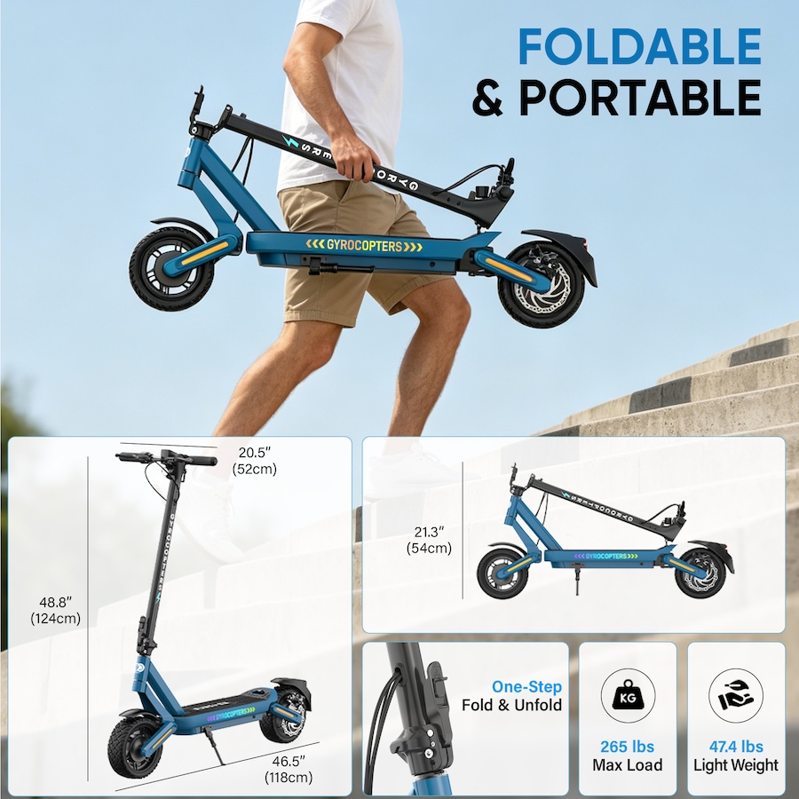 Image 982906_ALTMORE16.jpg, Product 982-906 / Price $999.99, Gyrocopters Sceptre Foldable Electric Scooter for Adults Speed Upto 38km/h Long Range Upto 40Km Peak 800W Brushless Motor UL-Approved 5-Speed Modes LED Lights, APP from Gyrocopters on TSC.ca's Health & Fitness department