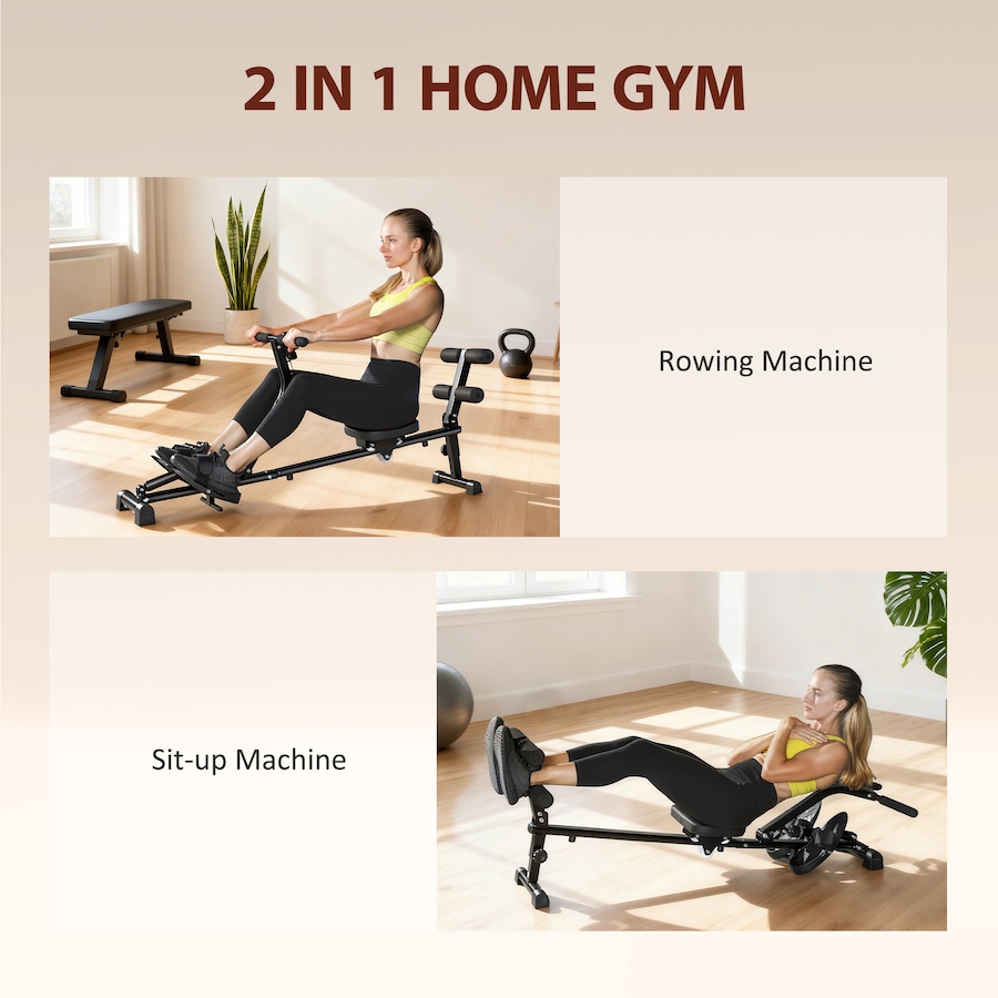 Image 982913_ALTMORE3.jpg, Product 982-913 / Price $123.99, Soozier Rowing Machine with 12-Level Hydraulic Resistance, Black from Soozier on TSC.ca's Health & Fitness department
