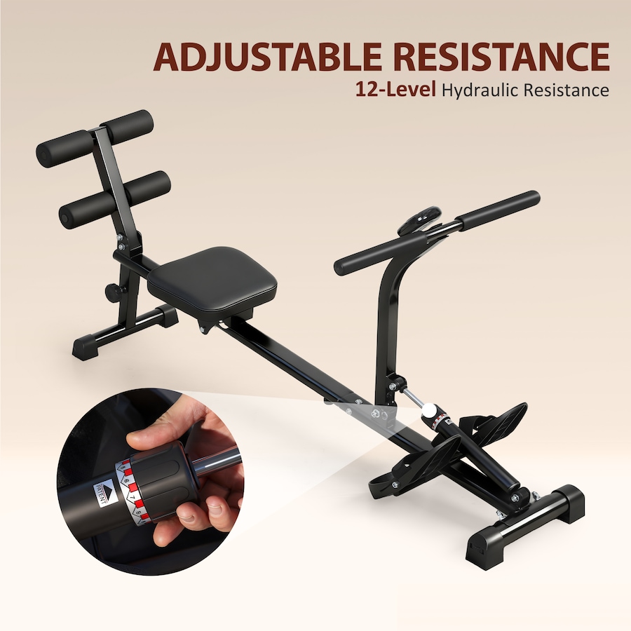 Image 982913_ALTMORE4.jpg, Product 982-913 / Price $123.99, Soozier Rowing Machine with 12-Level Hydraulic Resistance, Black from Soozier on TSC.ca's Health & Fitness department