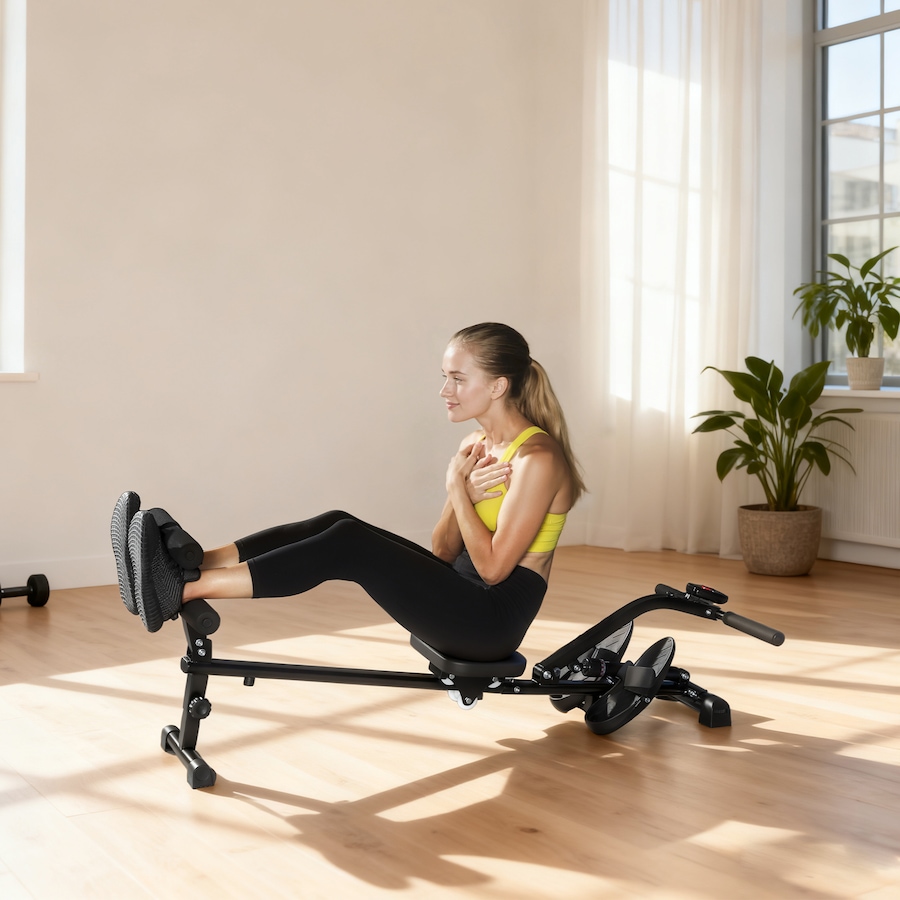 Image 982913_ALTMORE8.jpg, Product 982-913 / Price $123.99, Soozier Rowing Machine with 12-Level Hydraulic Resistance, Black from Soozier on TSC.ca's Health & Fitness department