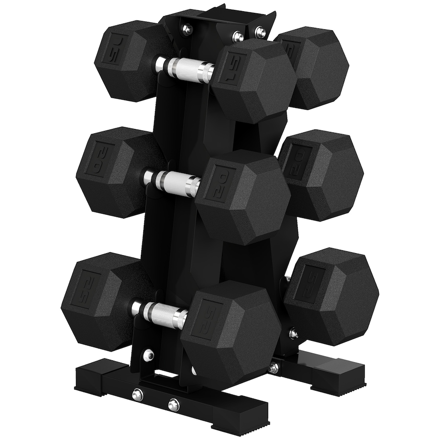 Image 982914.jpg, Product 982-914 / Price $239.99, Soozier 120lbs Hex Dumbbell Weight Set with Vertical Rack for Home Gym from Soozier on TSC.ca's Health & Fitness department