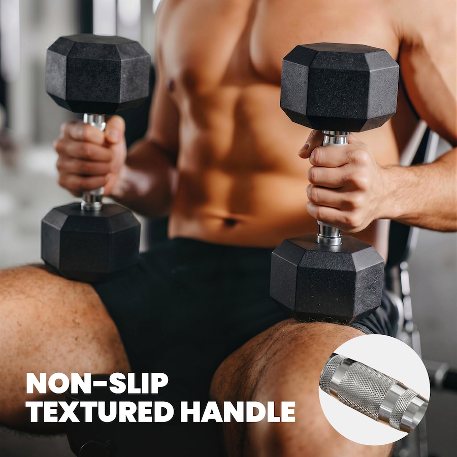Image 982914_ALTMORE5.jpg, Product 982-914 / Price $239.99, Soozier 120lbs Hex Dumbbell Weight Set with Vertical Rack for Home Gym from Soozier on TSC.ca's Health & Fitness department