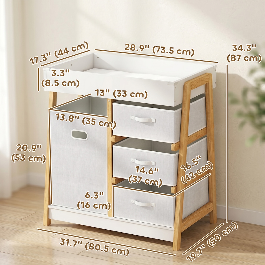 Image 982915_ALTMORE2.jpg, Product 982-915 / Price $164.99, Qaba Baby Changing Table with Waterproof Pad, 3 Drawers and Large Basket from Qaba on TSC.ca's Health & Fitness department