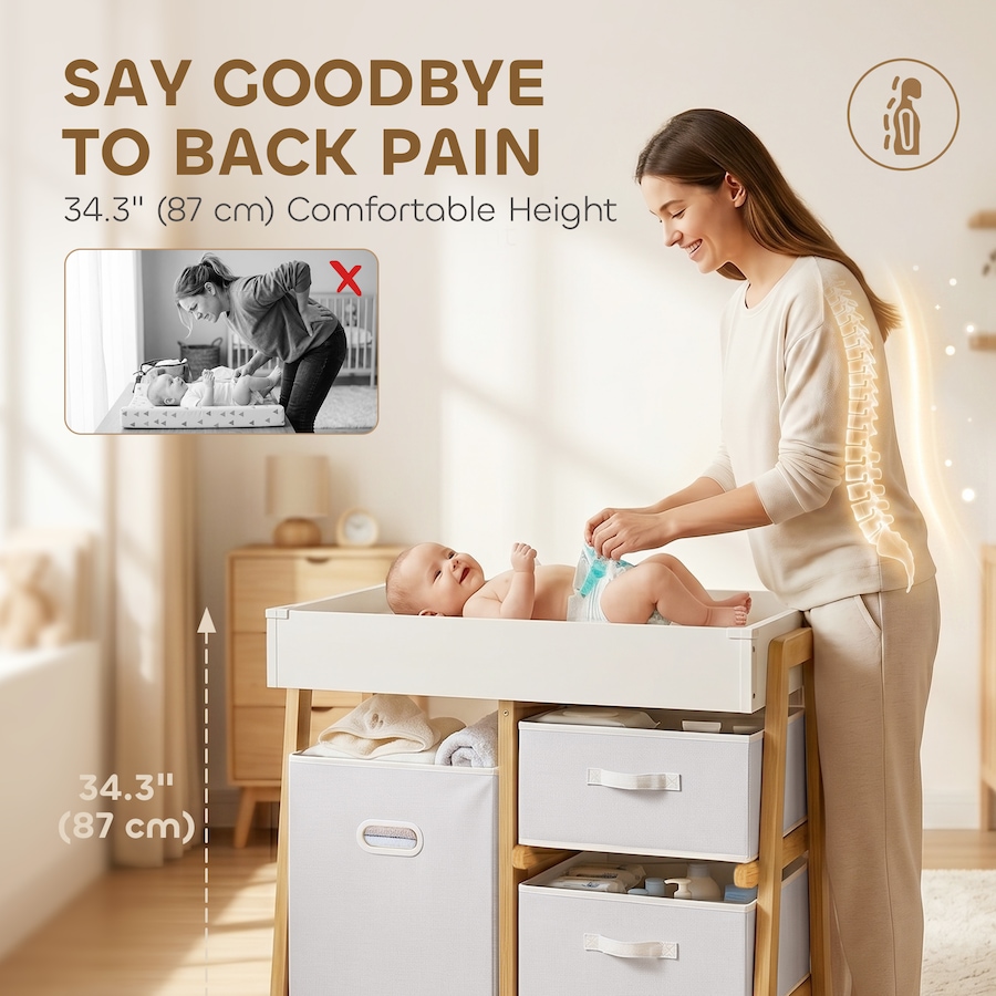 Image 982915_ALTMORE3.jpg, Product 982-915 / Price $164.99, Qaba Baby Changing Table with Waterproof Pad, 3 Drawers and Large Basket from Qaba on TSC.ca's Health & Fitness department