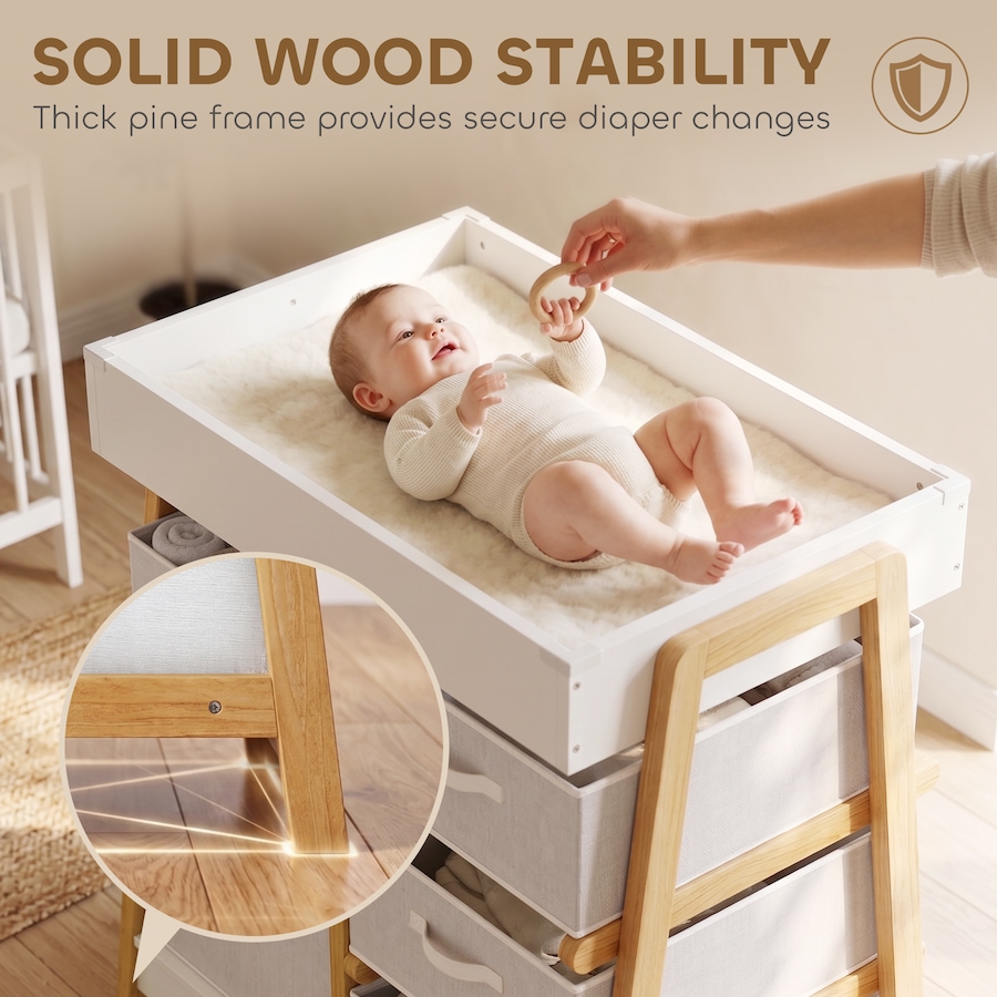 Image 982915_ALTMORE4.jpg, Product 982-915 / Price $164.99, Qaba Baby Changing Table with Waterproof Pad, 3 Drawers and Large Basket from Qaba on TSC.ca's Health & Fitness department