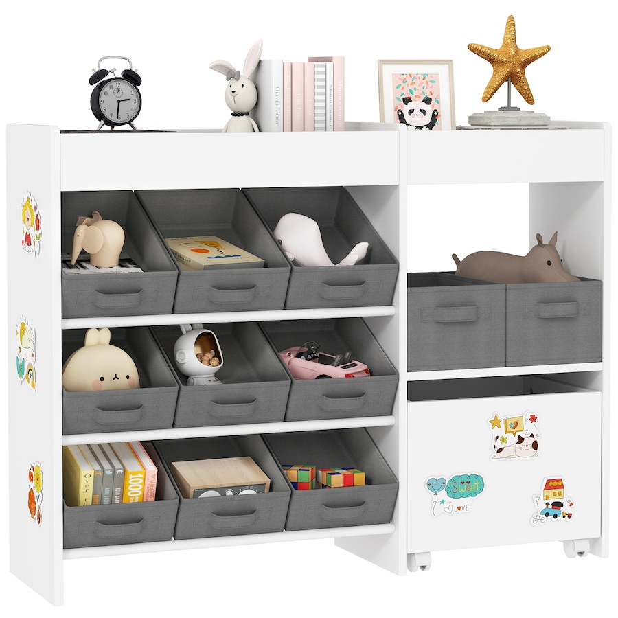 Image 982917.jpg, Product 982-917 / Price $119.95, Qaba Toy Storage Organizer with 11 Removable Boxes, Kids BookShelf, White from Qaba on TSC.ca's Home & Garden department