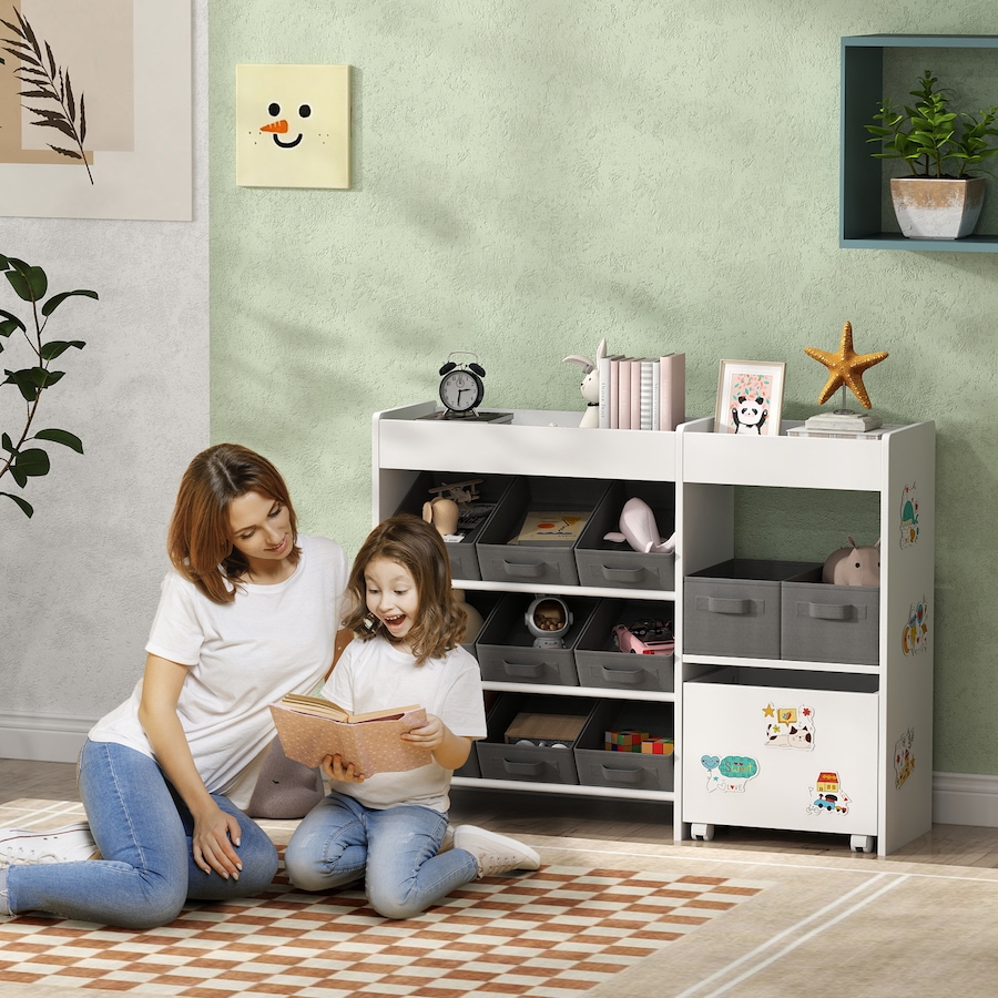 Image 982917_ALTMORE1.jpg, Product 982-917 / Price $119.95, Qaba Toy Storage Organizer with 11 Removable Boxes, Kids BookShelf, White from Qaba on TSC.ca's Home & Garden department