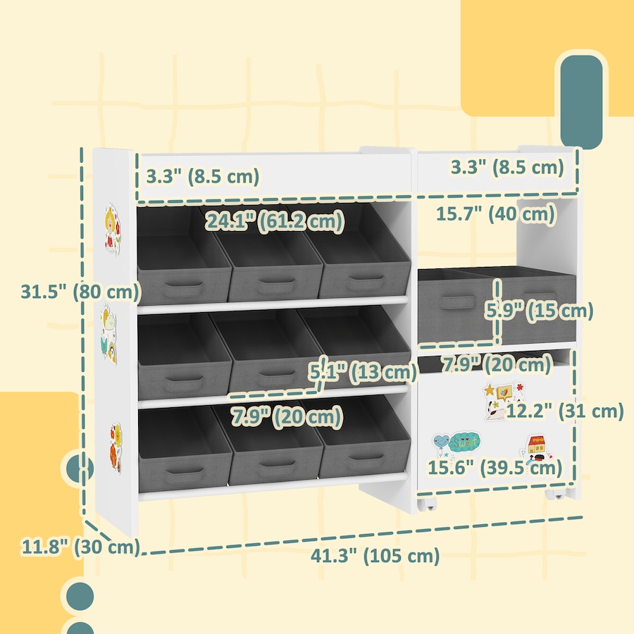 Image 982917_ALTMORE2.jpg, Product 982-917 / Price $119.95, Qaba Toy Storage Organizer with 11 Removable Boxes, Kids BookShelf, White from Qaba on TSC.ca's Home & Garden department