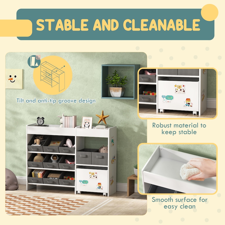 Image 982917_ALTMORE4.jpg, Product 982-917 / Price $119.95, Qaba Toy Storage Organizer with 11 Removable Boxes, Kids BookShelf, White from Qaba on TSC.ca's Home & Garden department