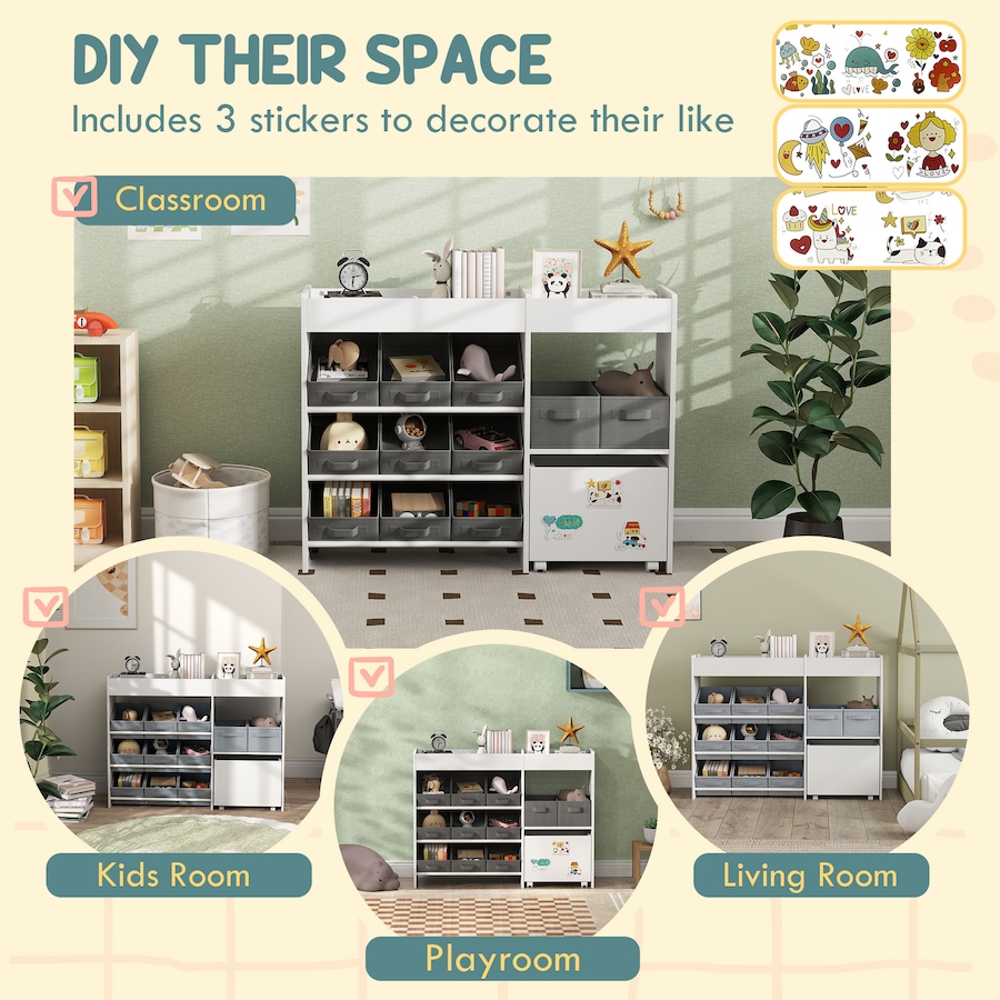 Image 982917_ALTMORE5.jpg, Product 982-917 / Price $119.95, Qaba Toy Storage Organizer with 11 Removable Boxes, Kids BookShelf, White from Qaba on TSC.ca's Home & Garden department