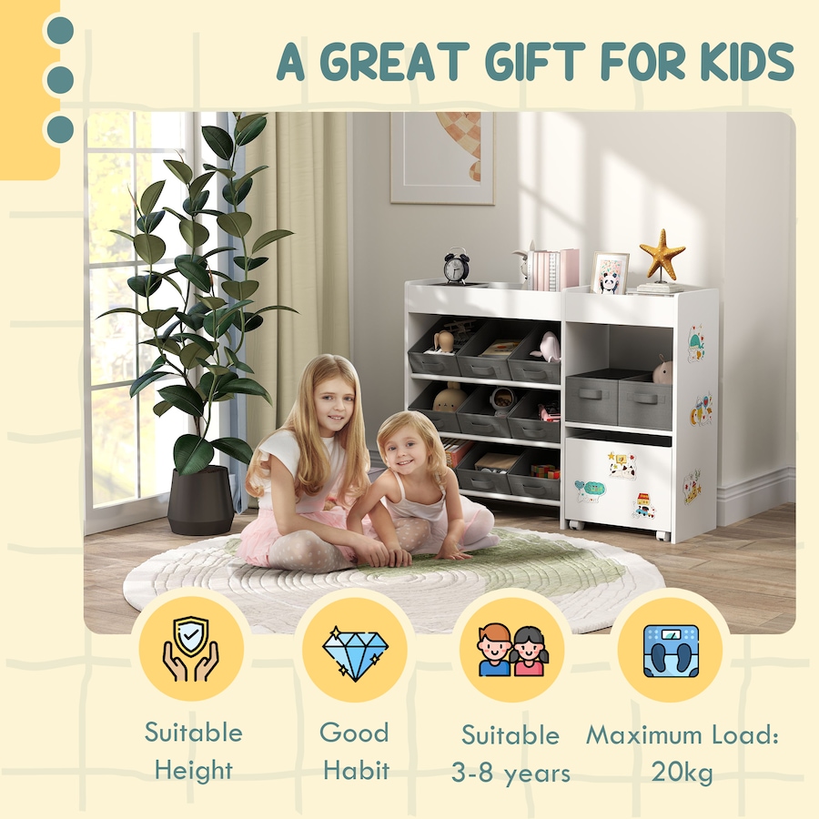 Image 982917_ALTMORE6.jpg, Product 982-917 / Price $119.95, Qaba Toy Storage Organizer with 11 Removable Boxes, Kids BookShelf, White from Qaba on TSC.ca's Home & Garden department