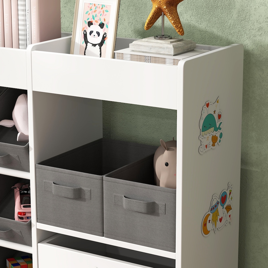 Image 982917_ALTMORE8.jpg, Product 982-917 / Price $119.95, Qaba Toy Storage Organizer with 11 Removable Boxes, Kids BookShelf, White from Qaba on TSC.ca's Home & Garden department