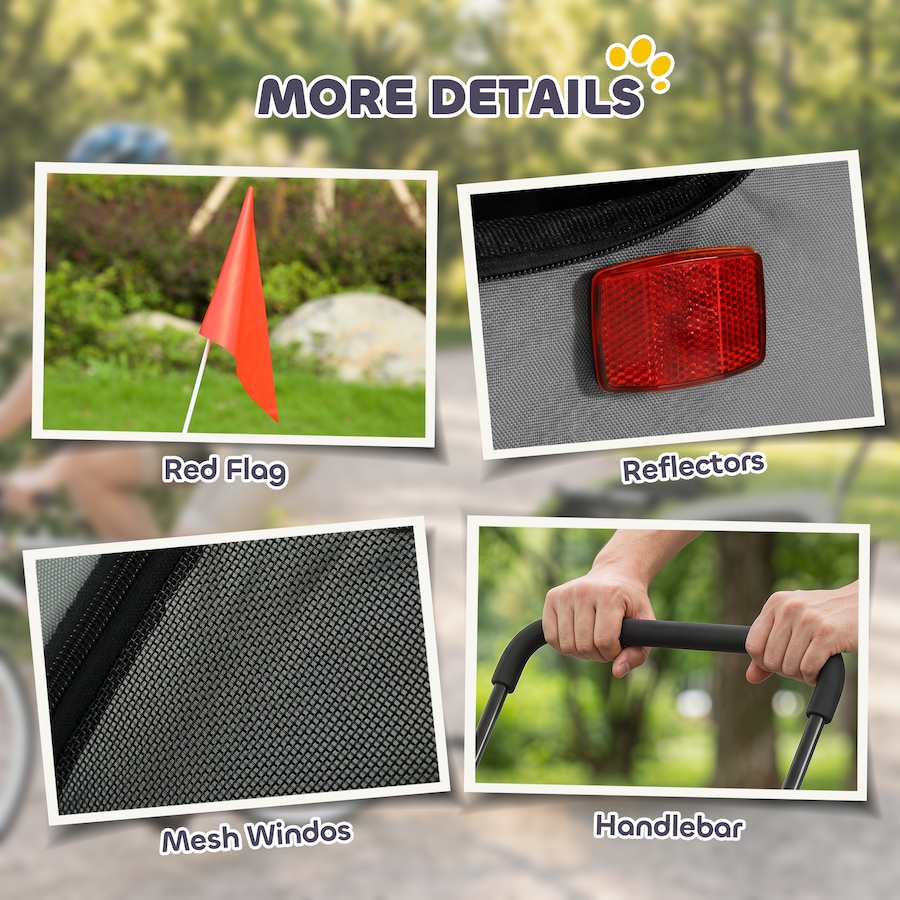 Image 982921_ALTMORE11.jpg, Product 982-921 / Price $169.99, PawHut Dog Bike Trailer, 2-in-1 Dog Stroller with Reflectors Flag, Grey from PawHut on TSC.ca's Home & Garden department