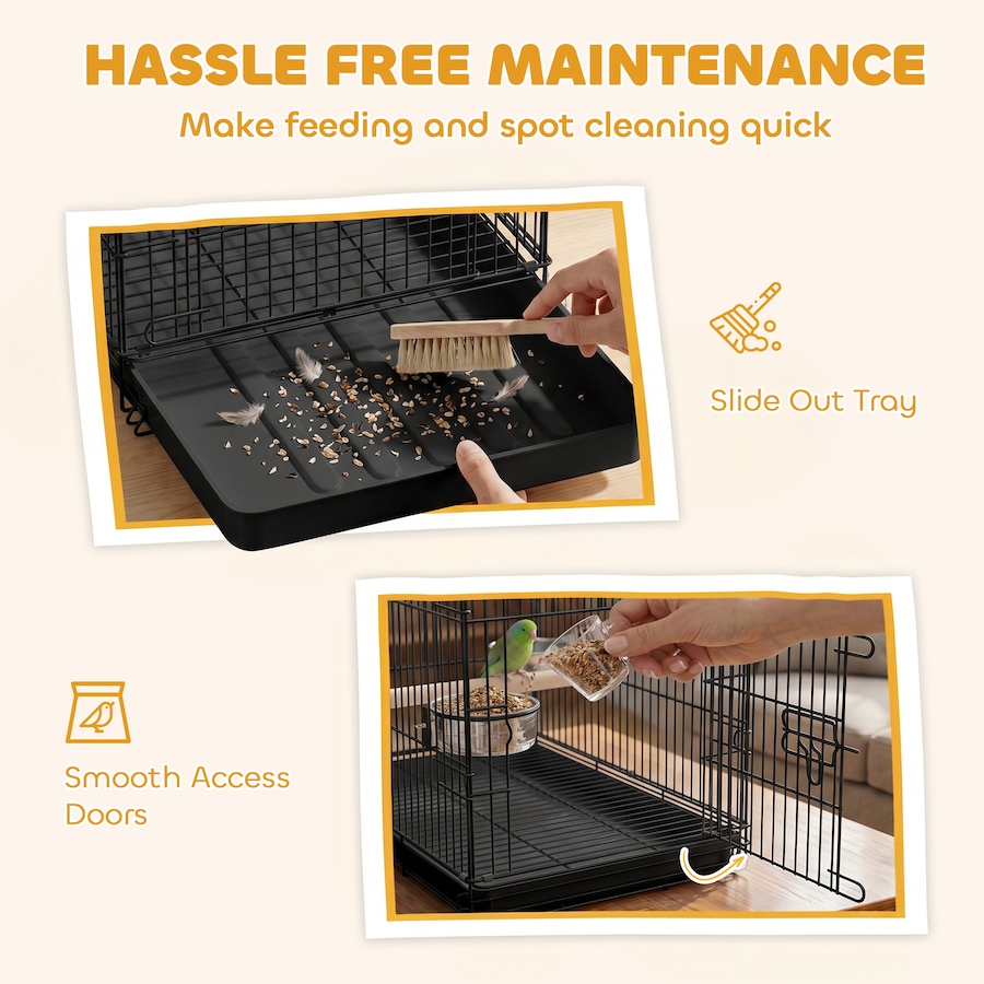 Image 982922_ALTMORE5.jpg, Product 982-922 / Price $67.99, PawHut Bird Cage Portable w/ Slide-Out Tray 49 cm, Black from PawHut on TSC.ca's Home & Garden department