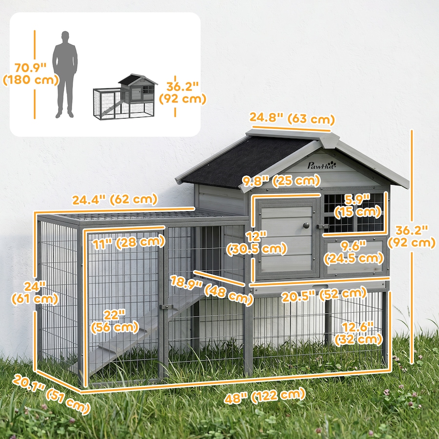 Image 982925_ALTMORE2.jpg, Product 982-925 / Price $196.99, PawHut Rabbit Hutch Outdoor, 48"L Large Wooden Bunny Cage with Run Box from PawHut on TSC.ca's Home & Garden department
