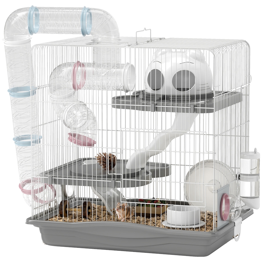 Image 982928.jpg, Product 982-928 / Price $68.99, PawHut 3-Tier Hamster Cage, Portable Gerbil Cage with Tunnel, Grey from PawHut on TSC.ca's Home & Garden department