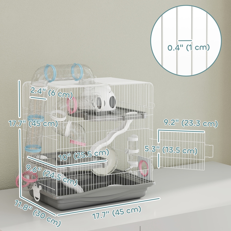 Image 982928_ALTMORE2.jpg, Product 982-928 / Price $68.99, PawHut 3-Tier Hamster Cage, Portable Gerbil Cage with Tunnel, Grey from PawHut on TSC.ca's Home & Garden department
