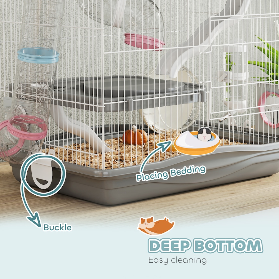 Image 982928_ALTMORE6.jpg, Product 982-928 / Price $68.99, PawHut 3-Tier Hamster Cage, Portable Gerbil Cage with Tunnel, Grey from PawHut on TSC.ca's Home & Garden department