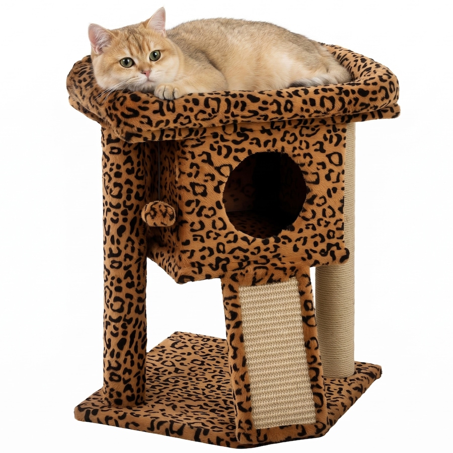 Image 982932.jpg, Product 982-932 / Price $52.99, PawHut Cat Tree, Small Cat Tower with Perch, Scratching Post, Leopard Print from PawHut on TSC.ca's Home & Garden department