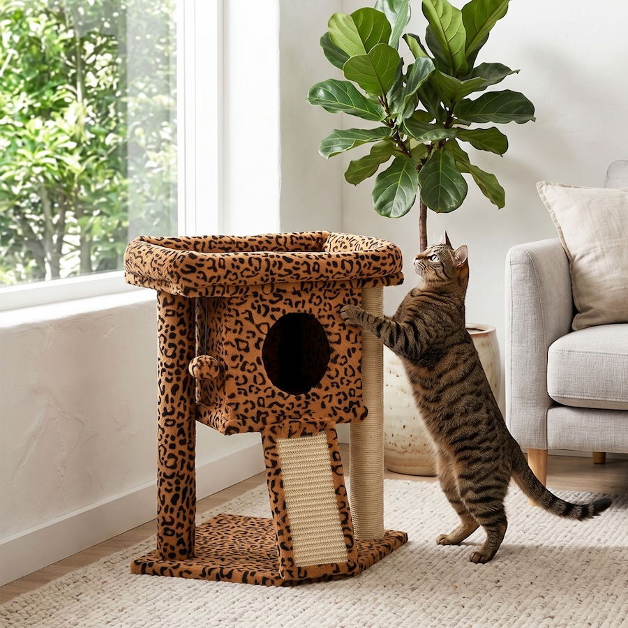 Image 982932_ALTMORE1.jpg, Product 982-932 / Price $52.99, PawHut Cat Tree, Small Cat Tower with Perch, Scratching Post, Leopard Print from PawHut on TSC.ca's Home & Garden department