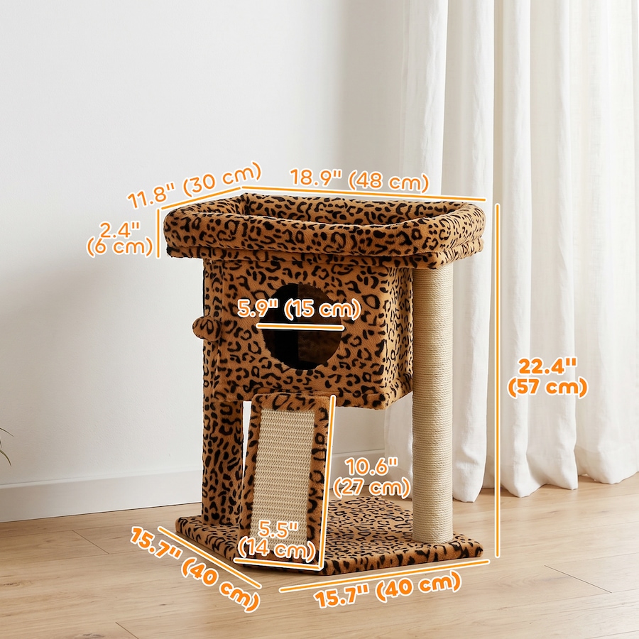 Image 982932_ALTMORE2.jpg, Product 982-932 / Price $52.99, PawHut Cat Tree, Small Cat Tower with Perch, Scratching Post, Leopard Print from PawHut on TSC.ca's Home & Garden department