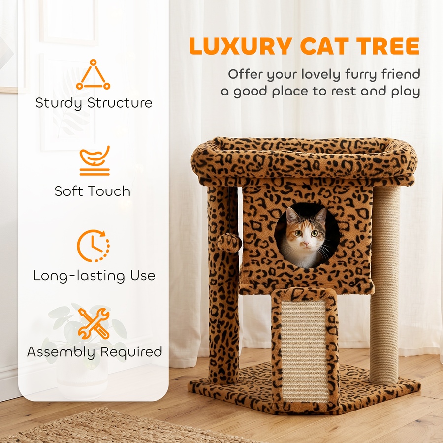 Image 982932_ALTMORE3.jpg, Product 982-932 / Price $52.99, PawHut Cat Tree, Small Cat Tower with Perch, Scratching Post, Leopard Print from PawHut on TSC.ca's Home & Garden department