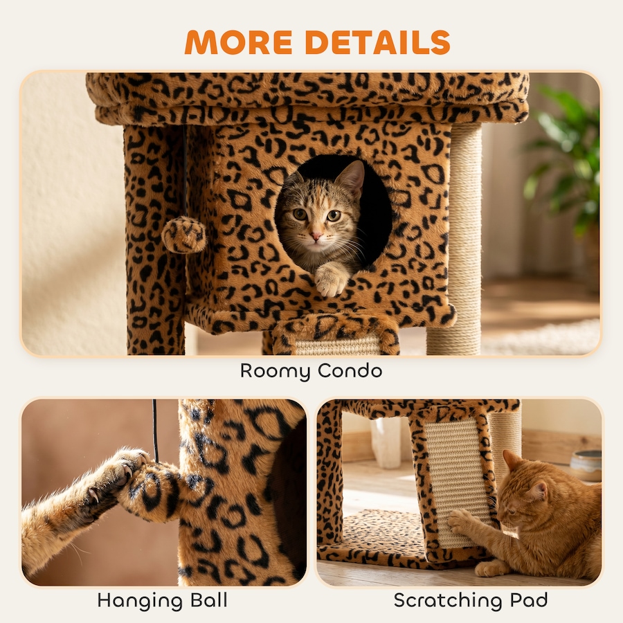 Image 982932_ALTMORE4.jpg, Product 982-932 / Price $52.99, PawHut Cat Tree, Small Cat Tower with Perch, Scratching Post, Leopard Print from PawHut on TSC.ca's Home & Garden department