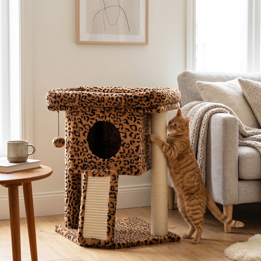 Image 982932_ALTMORE6.jpg, Product 982-932 / Price $52.99, PawHut Cat Tree, Small Cat Tower with Perch, Scratching Post, Leopard Print from PawHut on TSC.ca's Home & Garden department
