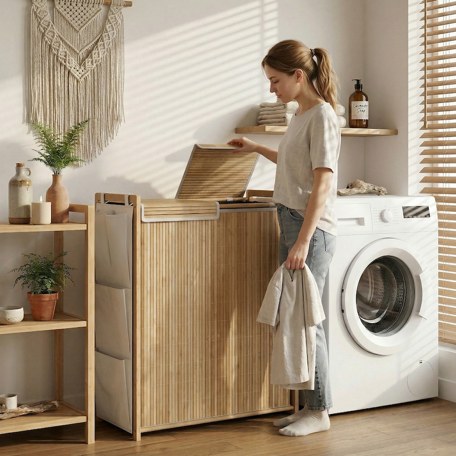 Image 982940_ALTMORE1.jpg, Product 982-940 / Price $54.99 - $89.99, HOMCOM Bamboo Laundry Hamper with Removable Drawstring Bag, Natural from HOMCOM on TSC.ca's Home & Garden department