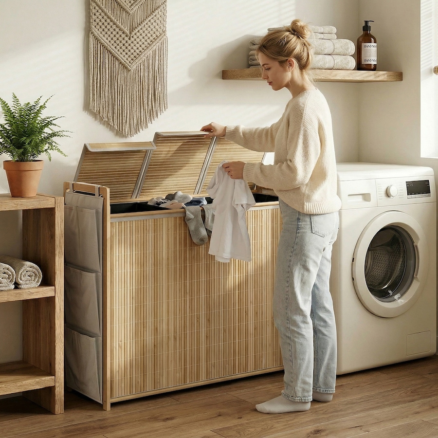 Image 982940_ALTMORE10.jpg, Product 982-940 / Price $54.99 - $89.99, HOMCOM Bamboo Laundry Hamper with Removable Drawstring Bag, Natural from HOMCOM on TSC.ca's Home & Garden department