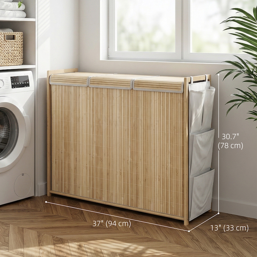 Image 982940_ALTMORE11.jpg, Product 982-940 / Price $54.99 - $89.99, HOMCOM Bamboo Laundry Hamper with Removable Drawstring Bag, Natural from HOMCOM on TSC.ca's Home & Garden department