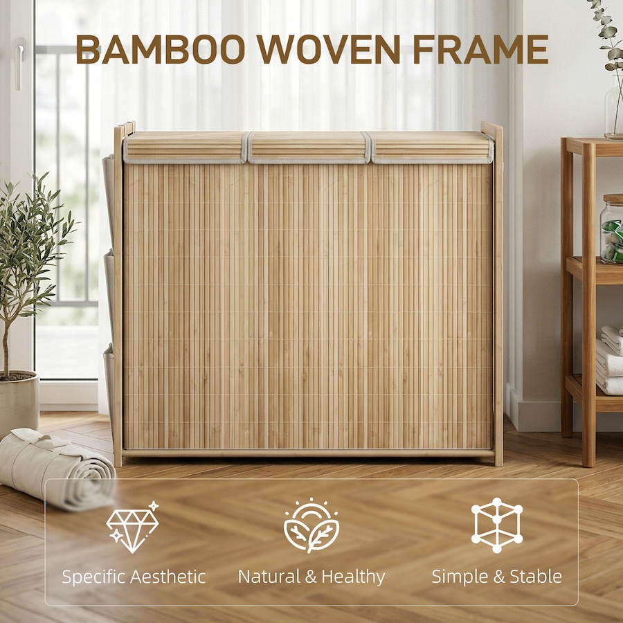 Image 982940_ALTMORE12.jpg, Product 982-940 / Price $54.99 - $89.99, HOMCOM Bamboo Laundry Hamper with Removable Drawstring Bag, Natural from HOMCOM on TSC.ca's Home & Garden department