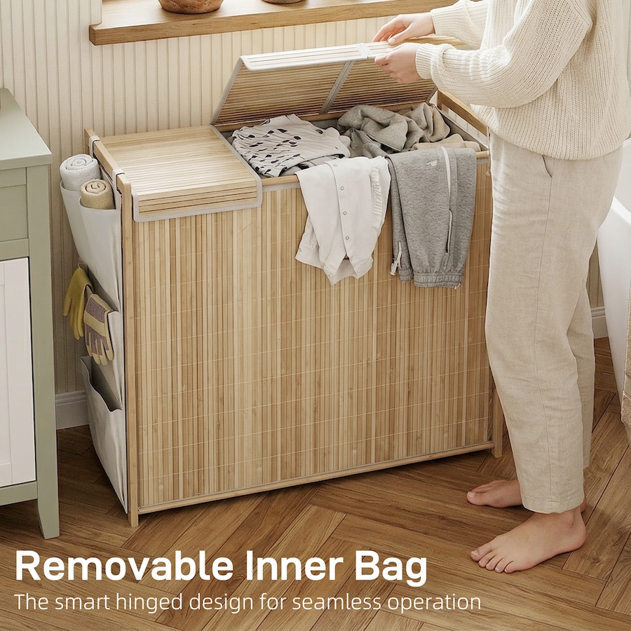 Image 982940_ALTMORE13.jpg, Product 982-940 / Price $54.99 - $89.99, HOMCOM Bamboo Laundry Hamper with Removable Drawstring Bag, Natural from HOMCOM on TSC.ca's Home & Garden department