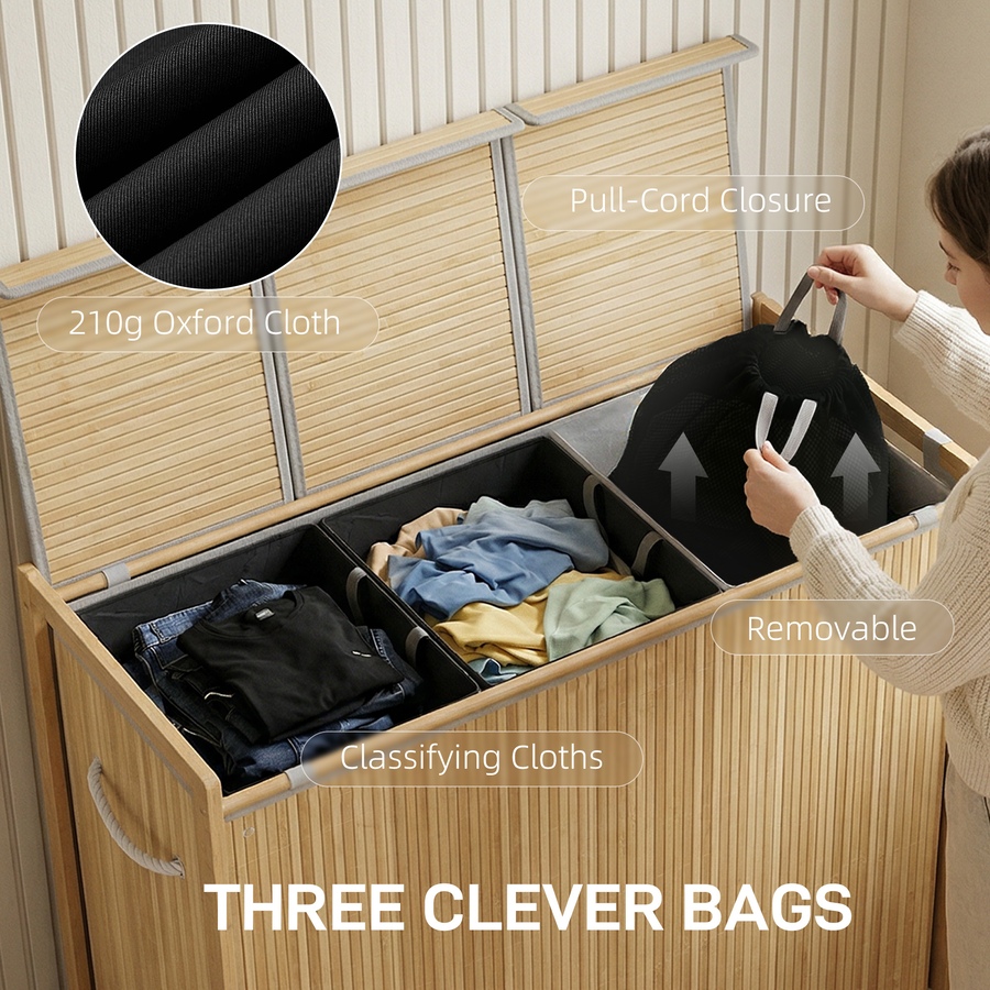 Image 982940_ALTMORE14.jpg, Product 982-940 / Price $54.99 - $89.99, HOMCOM Bamboo Laundry Hamper with Removable Drawstring Bag, Natural from HOMCOM on TSC.ca's Home & Garden department