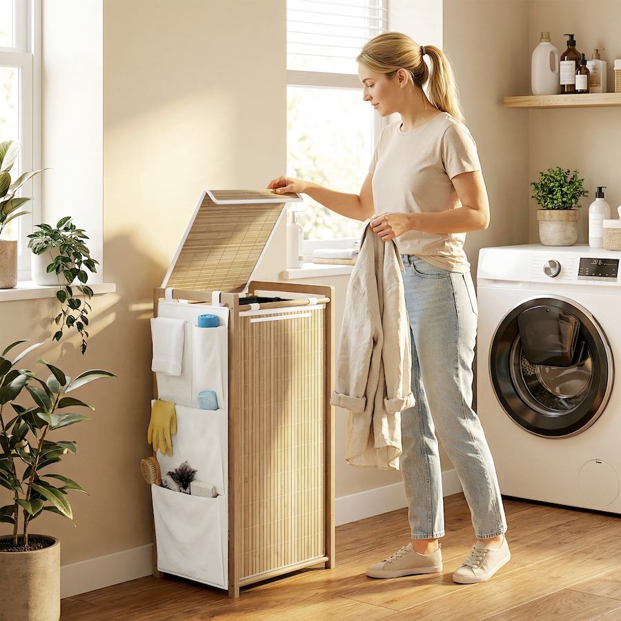 Image 982940_ALTMORE18.jpg, Product 982-940 / Price $54.99 - $89.99, HOMCOM Bamboo Laundry Hamper with Removable Drawstring Bag, Natural from HOMCOM on TSC.ca's Home & Garden department