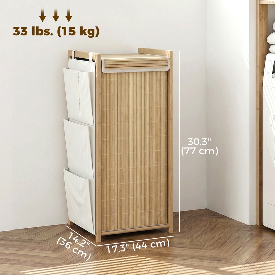 Image 982940_ALTMORE19.jpg, Product 982-940 / Price $54.99 - $89.99, HOMCOM Bamboo Laundry Hamper with Removable Drawstring Bag, Natural from HOMCOM on TSC.ca's Home & Garden department