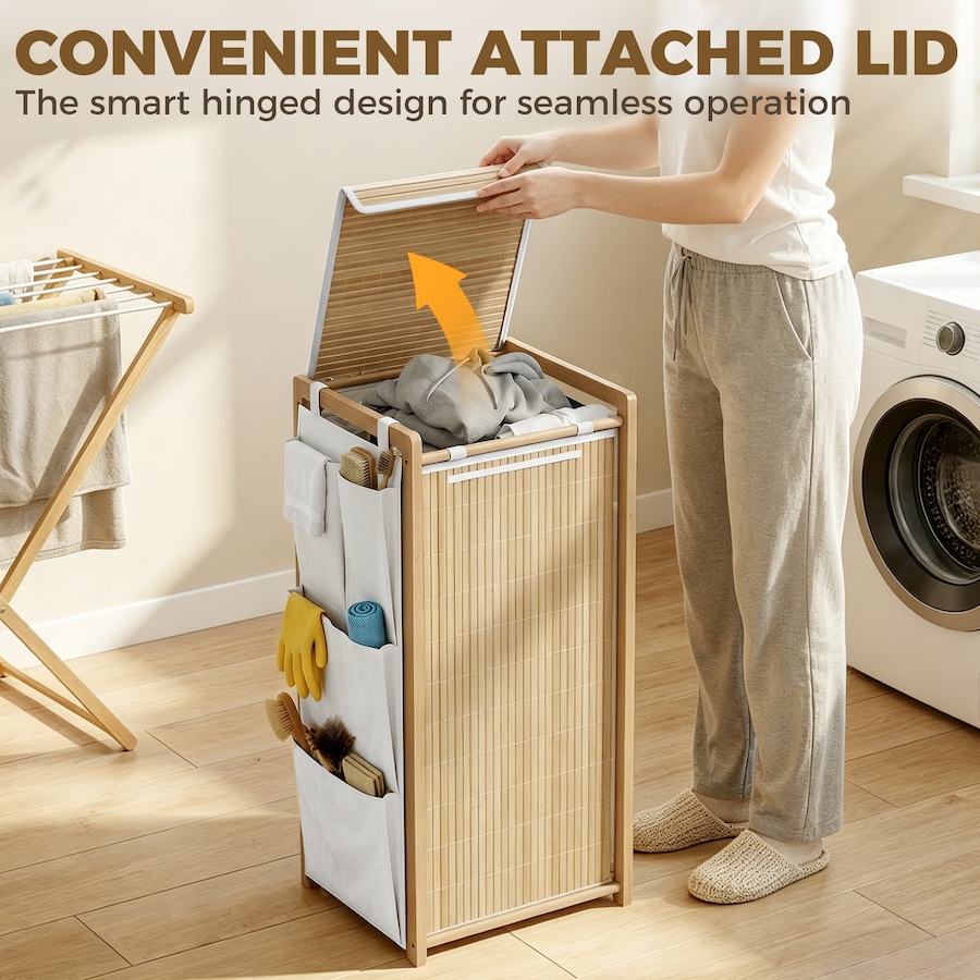 Image 982940_ALTMORE21.jpg, Product 982-940 / Price $54.99 - $89.99, HOMCOM Bamboo Laundry Hamper with Removable Drawstring Bag, Natural from HOMCOM on TSC.ca's Home & Garden department